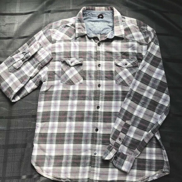 DRILL CLOTHING CO Mens Shirt Button Down Plaid - Picture 3 of 8